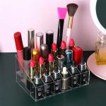 Poloman Transparent Cosmetic Organiser Lipstick Holder 24 Grid for Dressing Table