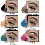 Looks United Metallic Long Lasting Intense Single Stroke Fashion Eyeliner (Metallic Coal Black, Metallic Brunette Brown, Metallic Canary Yellow, Metallic Blue Orchid, Metallic Forest Green, Metallic Blush Pink )Pack Of 6