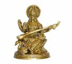 Idol Collections Gold Paper Maa Saraswati Sitting On Hans