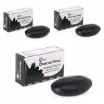 Alloes Activated Charcoal Black Bar Soap - 75 Gram (Pack of 3)