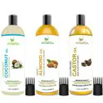 Homeda Cold Pressed Castor Oil, Coconut Oil & Sweet Almond Oil (200 ml + 200 ml + 200 ml) 100% pure for Hair Growth, Skin Care, Nail, Baby Massage, Eyebrow