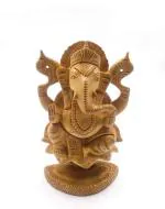 Indicast Brown Wood Lord Ganesha Statue 15 cm x 5 cm