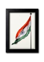 Blue Nexus Indian Flag Tiranga Wall Poster with Wall Frame Room Art Painting Collection A4 size 10x13