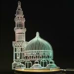 Risentshop Multicolor Acrylic, Wooden Makkah Madina Usb 3D Illusion Rgb 7 Colour Changing Led Night Lamp, 10 Cm
