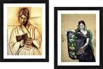 DECOR ADVENTURES Woman Olga Reading a Book and Olga in the Chair by Pablo Picasso Wall Painting 12 x 15 inch (Pack of 2)