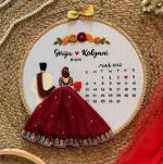 ZIG ZAG Indian Wedding era Customized Embroidered Hoop for Wedding Anniversary , Save The Date,Spcial Gift ,Trending Gift