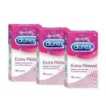 DUREX Extra Ribbed Condom (Set of 3, 30 Sheets)