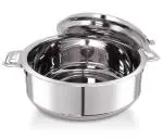Kuber Industries Silver Stainless Steel Casserole Double Wall Insulated Hot Pot With Lid And Handle