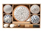 NAIDEV 14 Pieces Ramen Dinnerware Set, Ceramic Kitchen Dinner Set, Quality Porcelain, Dishwasher Safe, Japanese Style,