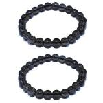 S. K. SYNTHETICS Unisex Adult Natural Semi Precious Bracelet,Crystal Bracelet Smoky Quartz Natural Bracelet Crystal Gem Stone 8mm Beads Bracelets (Pack of 2)