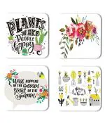 Whats Your Kick Plants Quotes Plant Make People Happy Quotes Printed Set of 4 Coaster With Metal Stand
