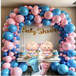 SKYWINS 47 Pcs Baby Shower Decoration Items-Pastel Pink, White and Blue Balloons| Baby Shower Props| Baby Shower Decoration| Baby Shower Decorations Items traditional| Canopy Tent For Decoration|Foil Balloons