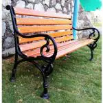 FurniFuture Royal Cast Iron Garden and Outdoor Seating Bench 3 Seater (Brown)