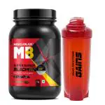 MuscleBlaze Super Gainer Black with Enhanced Gaining Formula- Appetite, Digestion & Testo Blend for Muscle Mass Gain (Chocolate, 1 kg / 2.2 lb) with Extreme Shaker, Red, 700 ml