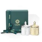 Llum 2 pc Soy Wax Scented Candle Gift Set - Honey Vanilla & Royal Oud | Diwali Gift | Luxury Home Decor