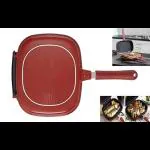 OCTOPUS PRIME Happycall Nonstick Double Sided Multi Purpose Nonstick Pan, Omelette Pan, Flip Pan, Square, Dishwasher Safe, PFOA-Free, Red Strong Magnetic Handles, Silicone Gasket