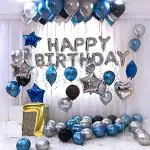 SHANAYA Happy 7th Birthday Decoration Paper And Foil Balloon Kit (60 Pieces)