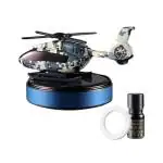 Dhairya Creations New Army Style Solar Powered Car Perfume Aromatherapy Helicopter Air Freshener Diffuser Perfume Auto Rotation Fan | For Car Dashboard With Liquid Perfume | Gift Box Car Accessories (Blue)