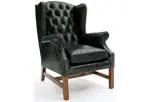 Lakdwood Vintage Black Leather 1 Seater Wing Chair