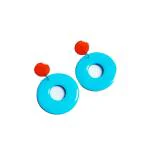 Reverie Handmade Jewelry Resin Handcrafted Solid Round Earring Set for Women and Girls (Sky Blue)