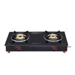 Suryaflame 2 Burner Gas Stove for PNG, Black Toughened Glass