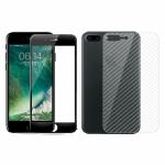 Kite Digital iPhone 7 Plus/iPhone 8 Plus Back Screen Protective Film Carbon Fiber Skin Transparent Sticker + (Black) Tempered Glass Screen Protector with Edge to Edge Coverage