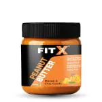 The FitX Peanut Butter Mango Flavour with chia seeds | 400gm | 25g Protein | Crunchy | Roasted Peanuts | 100% Natural | Vegan | Gluten & Cholesterol Free | High Protein