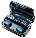 Rudson M10 TWS Bluetooth Earbuds with LED display charging case, Bluetooth 5.1 Stereo IPX7 Waterproof Bluetooth Headset (Black, True Wireless)