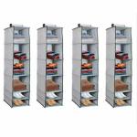 Unicrafts Non Woven Hanging 6 Shelf Foldable Wardrobe Closet Cloth Organizer Hanging Shelf Organizer Organize Your Life & Transform Your Mess into Order with Our StylishHanging (Pack of 03,Beige)