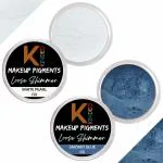 KINDED White Pearl and Smokey Blue Powder Loose Shimmer Glitter Eyeshadow for Women - Pack of 2, Each Pack 3 g