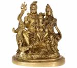 Idol Collections Gold Brass Lord God Shiva Mahadev Shiv Parvati Family Idol Statue, Brown Large Panchmukhi Ganesha Statue Ganesh Ganpati Five Face Sculpture Ed Handmade Idols 12, 12 Inch