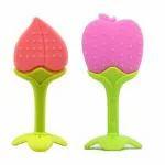 Enorme Silicone Fruit Shape 2 Piece Of Teething Soft Teether / Pacifier For Baby ( Apple & Peach )