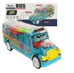 Globular Transparent Bump Bus and Go Toys 3D Lightning, Degree Rotation Concept Moving Gears and Music
