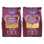 Keya Durum Wheat Pasta Combo | Penne Rigate Pasta x 1, Conchiglie Shell Pasta x 1 | Pack of 2 x 500 Gm