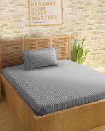 Sleeping Owls Cotton Light Grey Single Bedsheet With Pillow Cover, 137 cm X229 cm (Set Of 2)