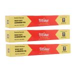 Freshee Pack of 3 x 72m Aluminium Silver Foil Roll, Disposable 18 Micron Thick Foil Paper for Kitchen Food Wrapping, Parcel Heavy Duty Papar Roll