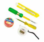 GLOBUS Durable Screw Driver, Electric Tester, Snapoff Cutter, Measurment Tape and Electric Insulation PVC Tape 5 Piece