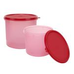 Cutting EDGE Jumbo Round Modular Airtight Container for Pulses,Flour, Rice, Grocery, Snacks, Spices - Stackable, BPA Free, Food Grade, Leak Proof, Durable (2.2 L & 3.5 L,Pink) Set of 2
