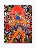Tamatina Multicolor Thangka Mahakaal Buddhism Traditional Art Canvas Painting - 24X18 Inch