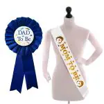 Zyozique Baby Shower Decorations Kit | Mom to Be Sash & Dad To Be Badge (Pack Of 2)