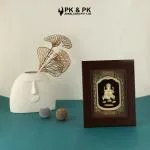 PK & PK JEWELLERS Lord Ganesh Ji | 24KT Gold Frame | Solid Carving Collection | Small Size [17x22 cm] (For Premium Gift, Temple, Table Decor, Home Decoration)