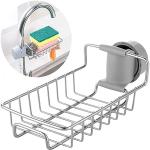 MADHAV Kitchen Adjustable Sink Faucet Shelf Stainless Steel Drain Rack for Soap, Sponge, Clip Hanging Holder Dishcloth, Towel Rack, Silver, 15 x 10 5 cm (Silver)