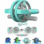 Strauss All-in-One Ab Roller with Push Up Bar & Resistance Tube, (Blue)