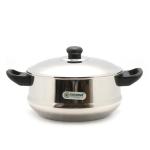 Coconut Flat Stainless Steel Mirror Finish Induction Milk Boiler with Lid 1 L
