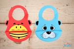 The Little Lookers Sky Blue & Red Silicone Adjustable Strap Feeding Bib (Pack of 2)