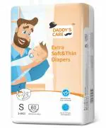Daddy's Care Ultra-Thin Soft Disposable Tape Style Diapers with Wetness Indicator - Small Size - 60 Count (3-6 KG Babies)