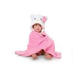 Chubby Cheeks Hooded Super soft Blanket Cum Wrapper for Baby with Reusable Cloth Diaper-Pink