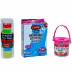 Rabbit DIY Glitter Slime Kit Level 2, Glitter Kid Doh Bucket, Sparkle Party Pack, Slime Making Set Multicolor Pack of 3
