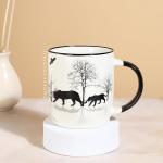 SMOKEY COCKTAIL African Safari Leopard Printed Ceramic Coffee Mug | Set of 1 Coffee Mugs | for Hot and Cold Coffee, Milk & Tea Cup | Microwave and Dishwasher Safe | 350 ml