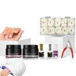 Coslifestore Gel Nail Extension Kit With 2 UV Gel Nail Builder Pink and Clear R 50 Gms Each, 500 False Nail Tips, 48 Watts UV Lamp, Top Coat, Base Coat, Nail Buffer, Tip Cutter And Nail Glue